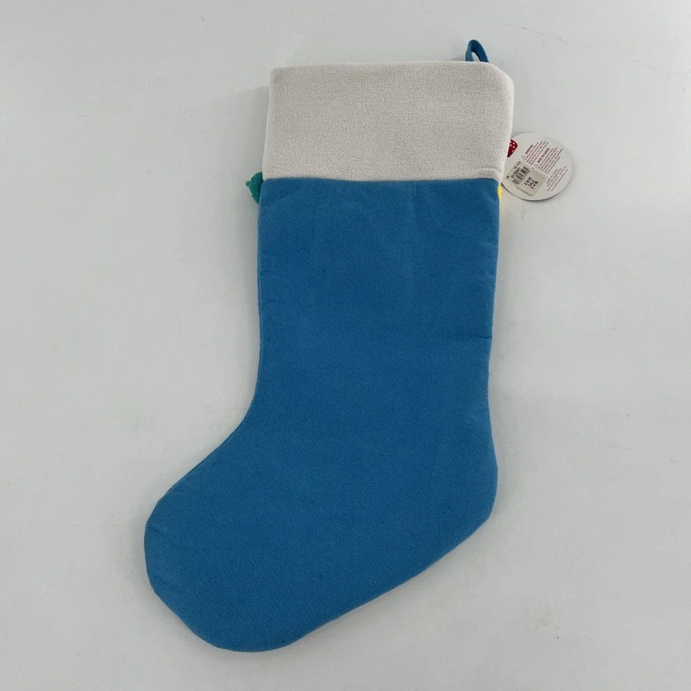 Rare Pottery Barn Felt Christmas Stocking‎ Blue 2 Empire Penguins Snow Poms, 22